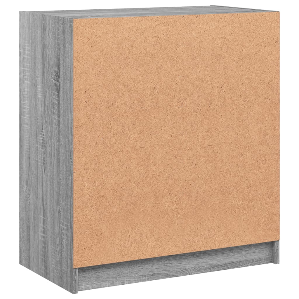 Side cabinet with glass doors, gray, 68x37x75.5cm