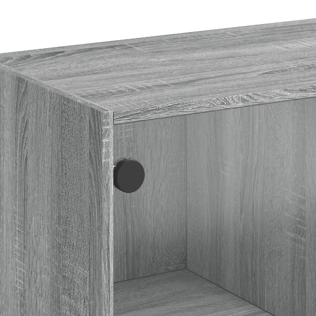Side cabinet with glass doors, gray, 68x37x75.5cm