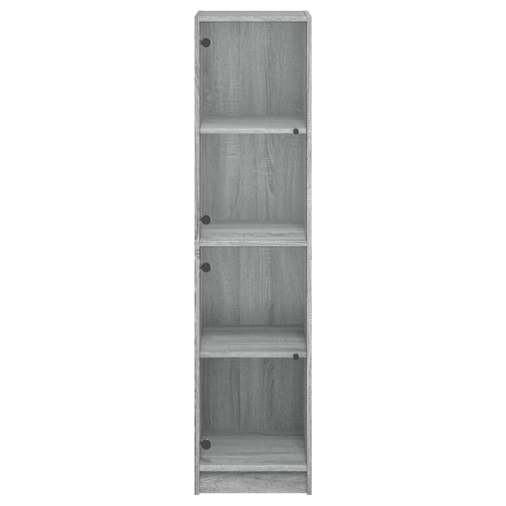 Glass-door cabinet, grey oak, 35x37x142cm