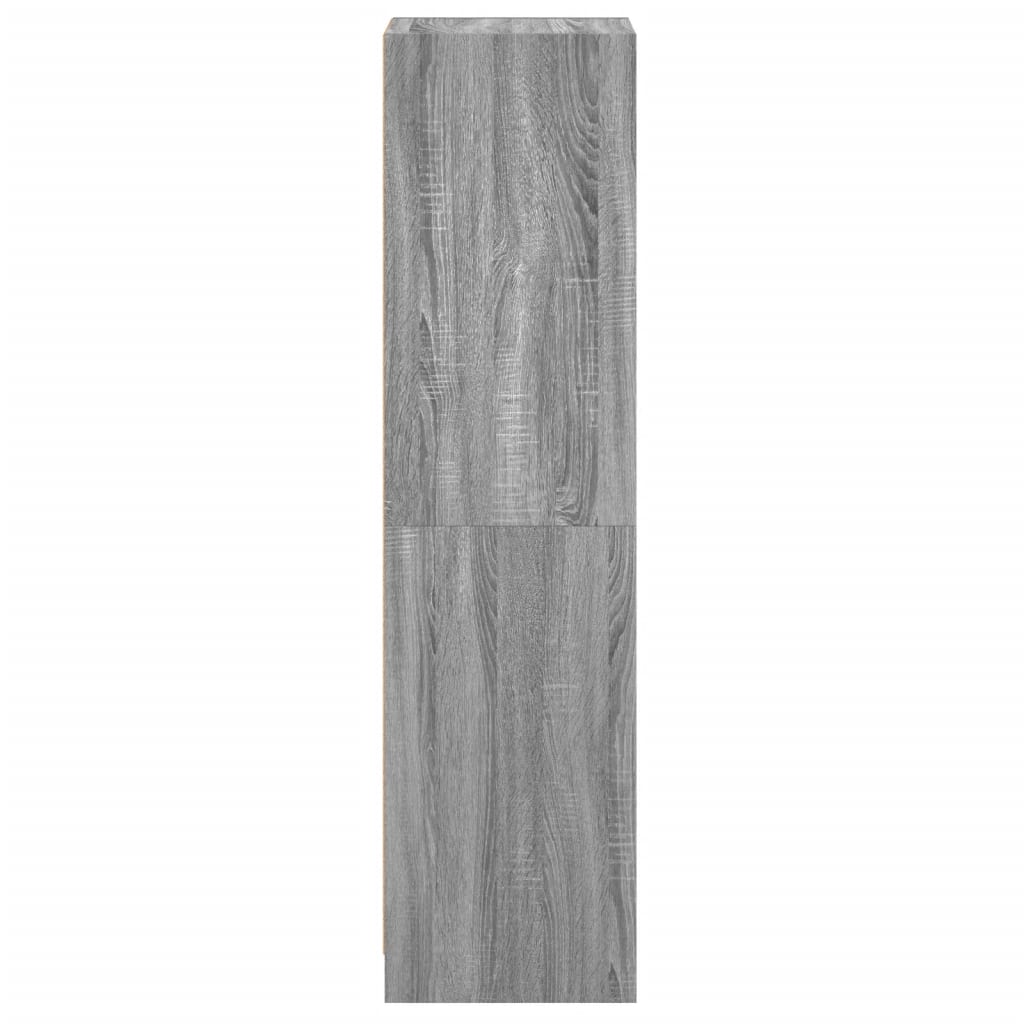 Glass-door cabinet, grey oak, 35x37x142cm