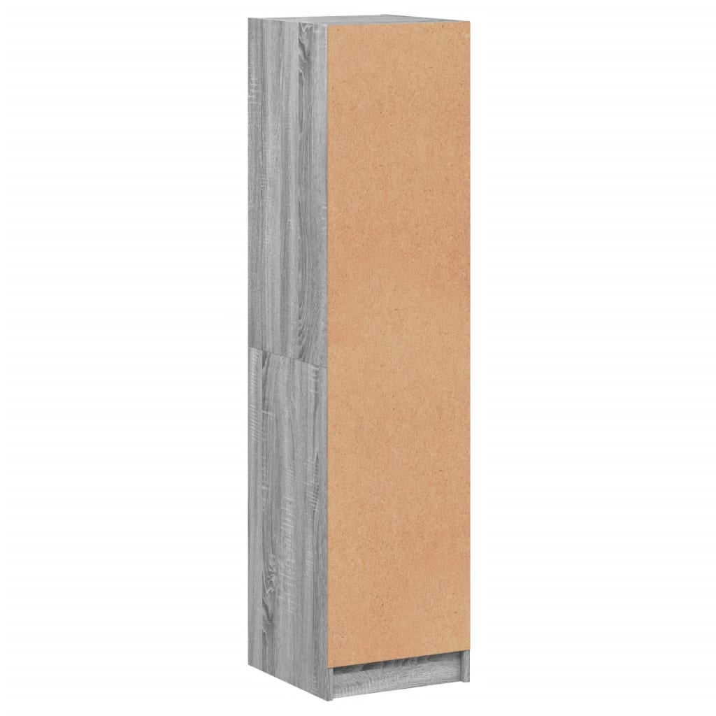 Glass-door cabinet, grey oak, 35x37x142cm