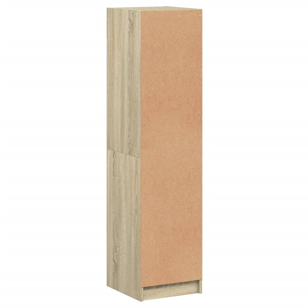 Glass-door cabinet, oak effect, 35x37x142 cm