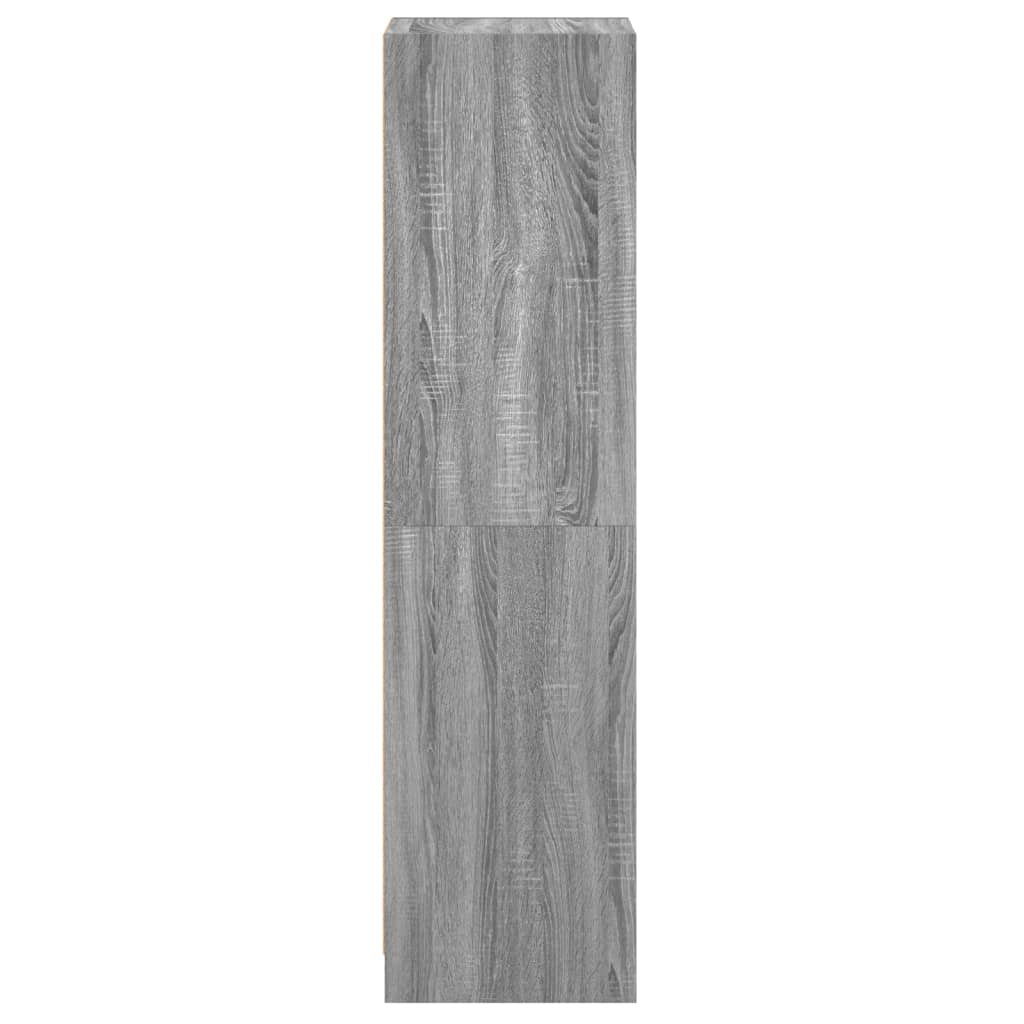 Glass-door cabinet, grey oak, 35x37x142cm
