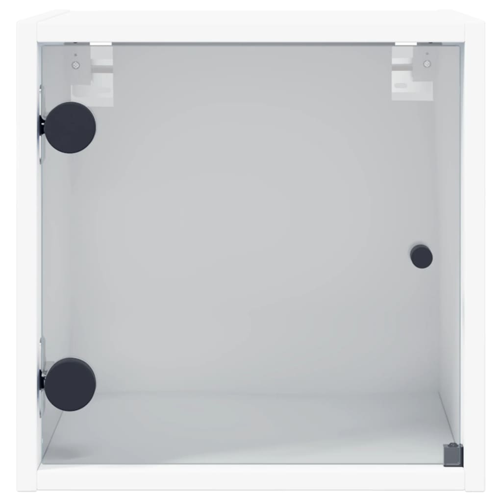 Bedside table with glass door, white, 35x37x35cm