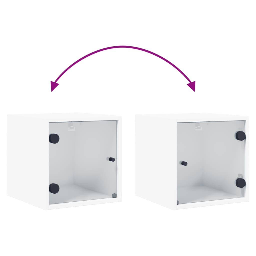 Bedside table with glass door, white, 35x37x35cm