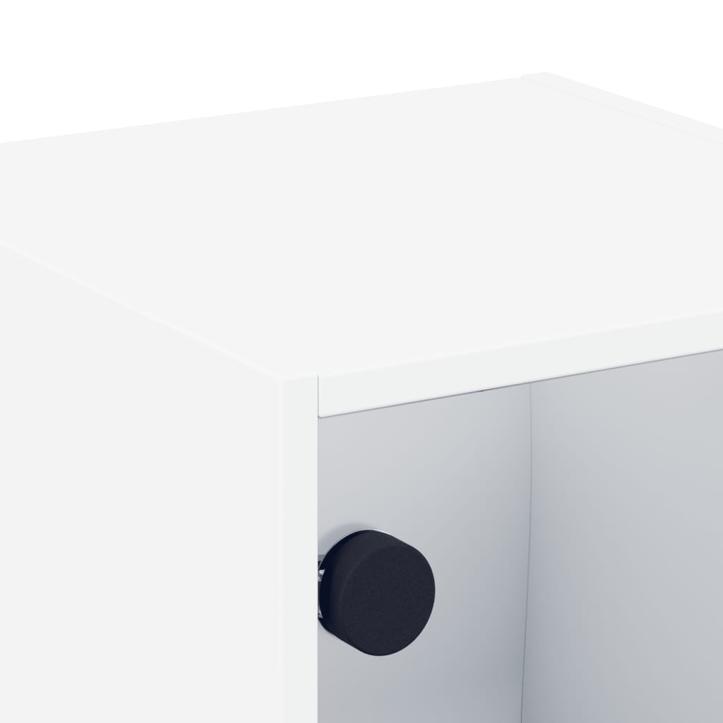 Bedside table with glass door, white, 35x37x35cm