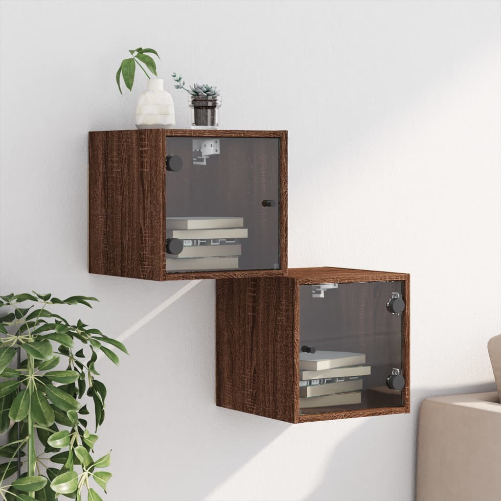 Nightstands with doors, 2 pcs., brown, 35x37x35cm