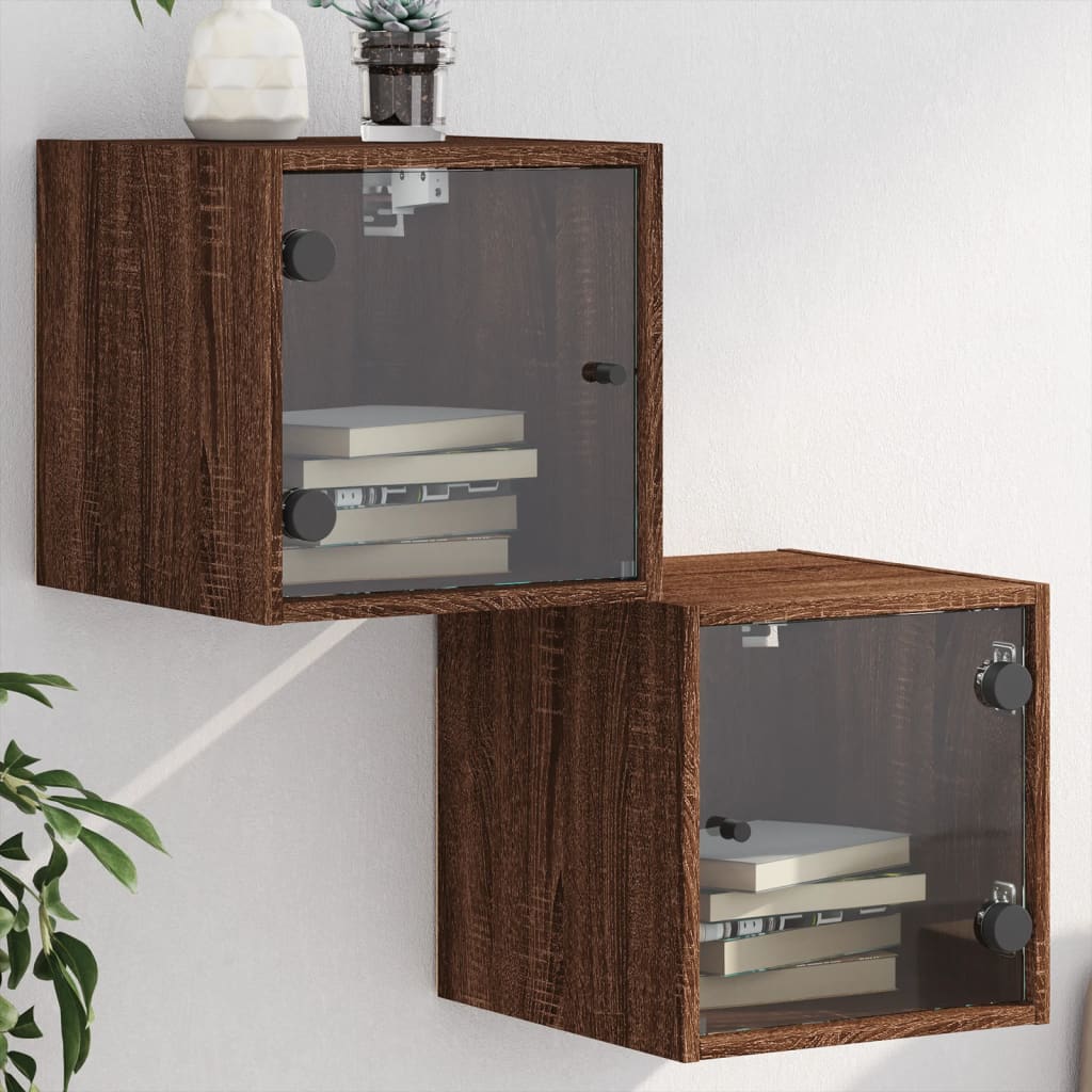 Nightstands with doors, 2 pcs., brown, 35x37x35cm