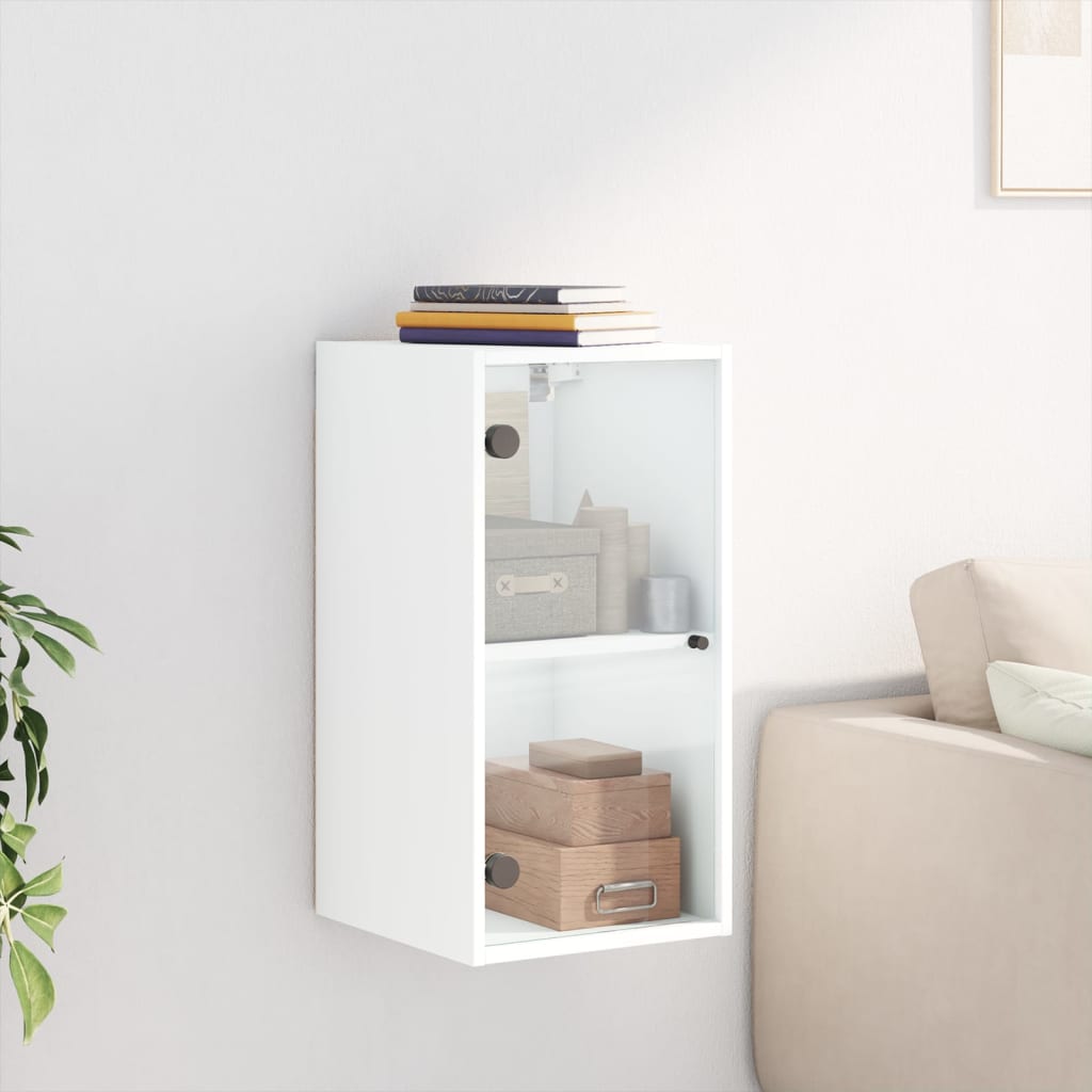 Wall cabinet with glass door, white, 35x37x68.5cm
