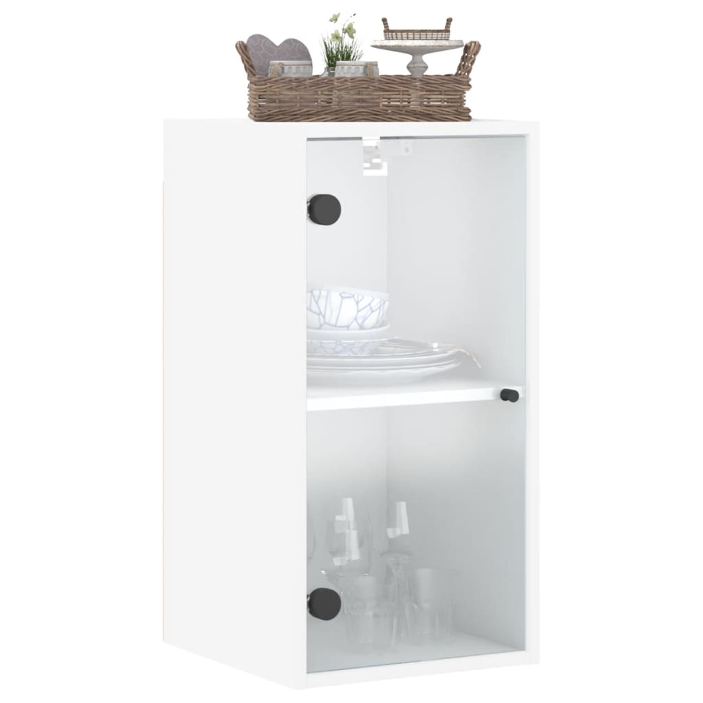 Wall cabinet with glass door, white, 35x37x68.5cm