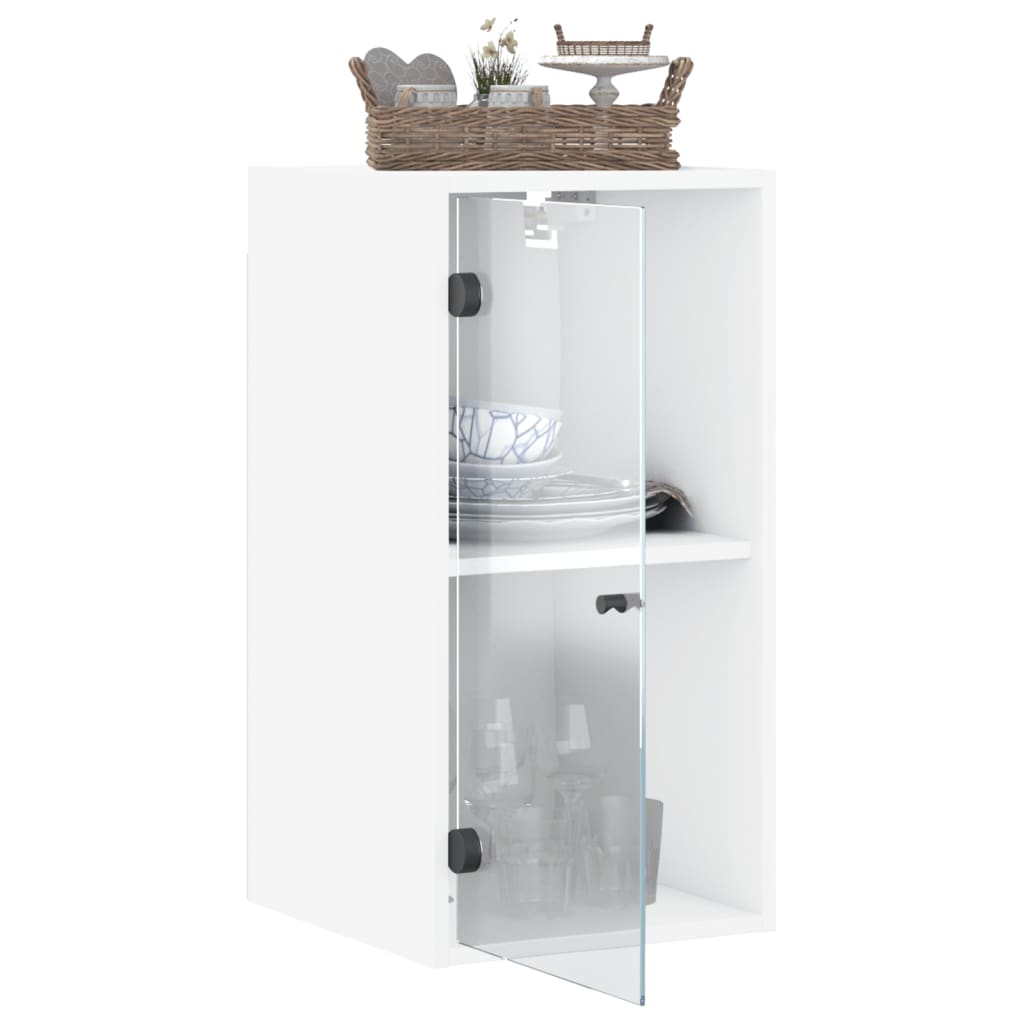 Wall cabinet with glass door, white, 35x37x68.5cm