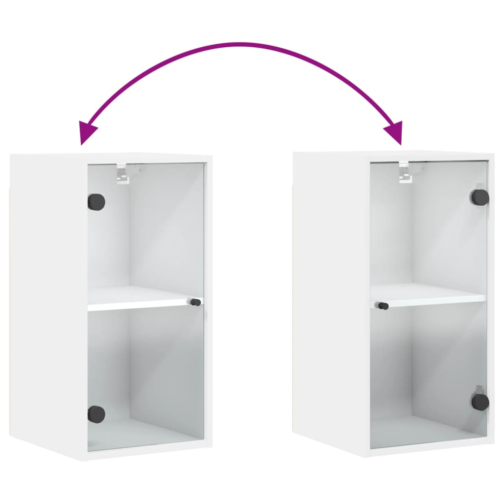 Wall cabinet with glass door, white, 35x37x68.5cm
