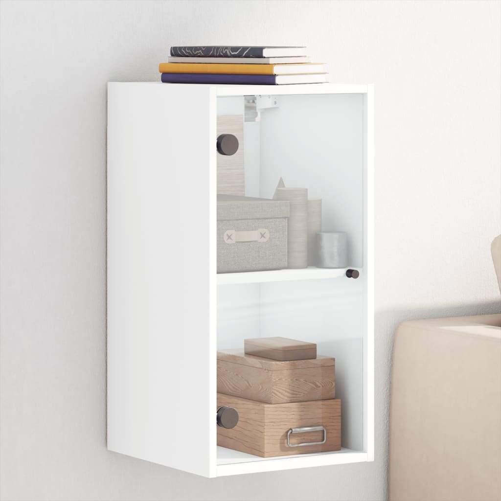 Wall cabinet with glass door, white, 35x37x68.5cm