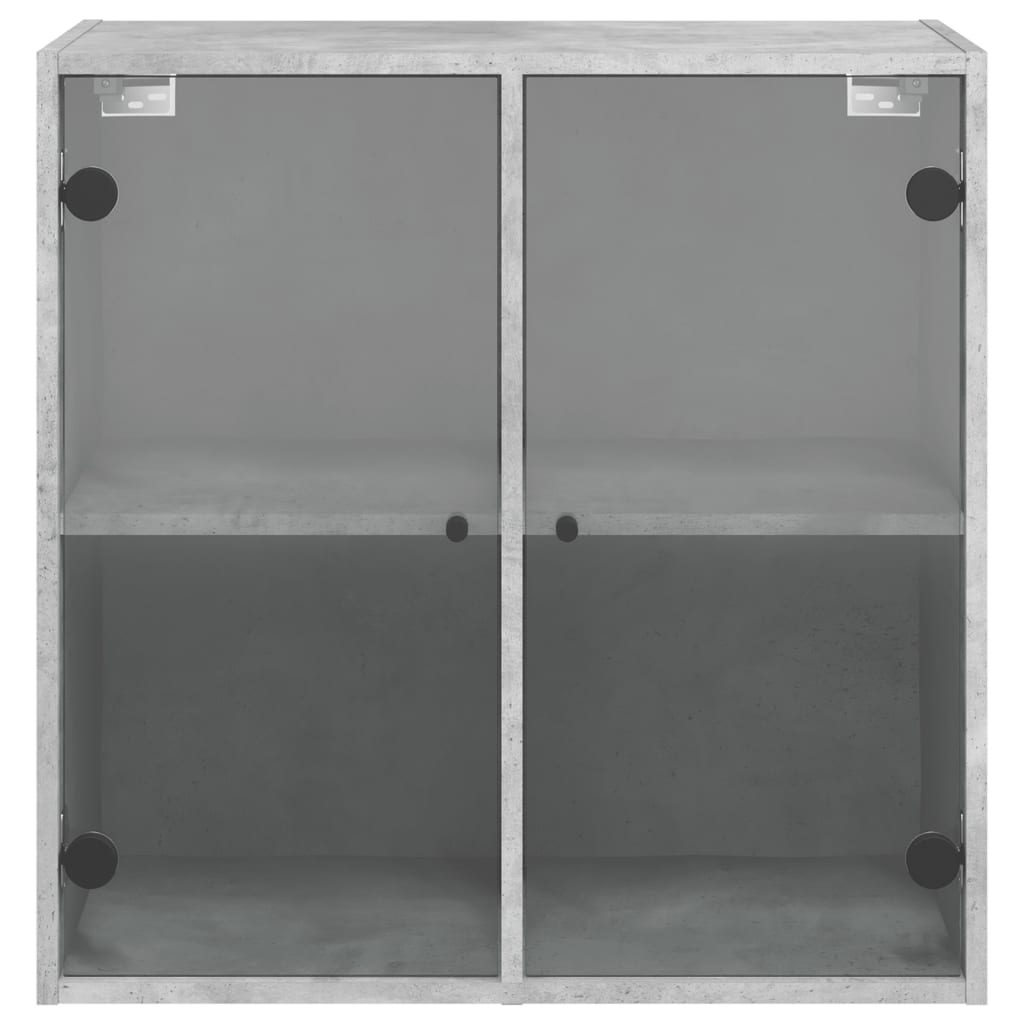 Sieninė spintelė su stiklinėmis durelėmis, betono, 68x37x68,5cm