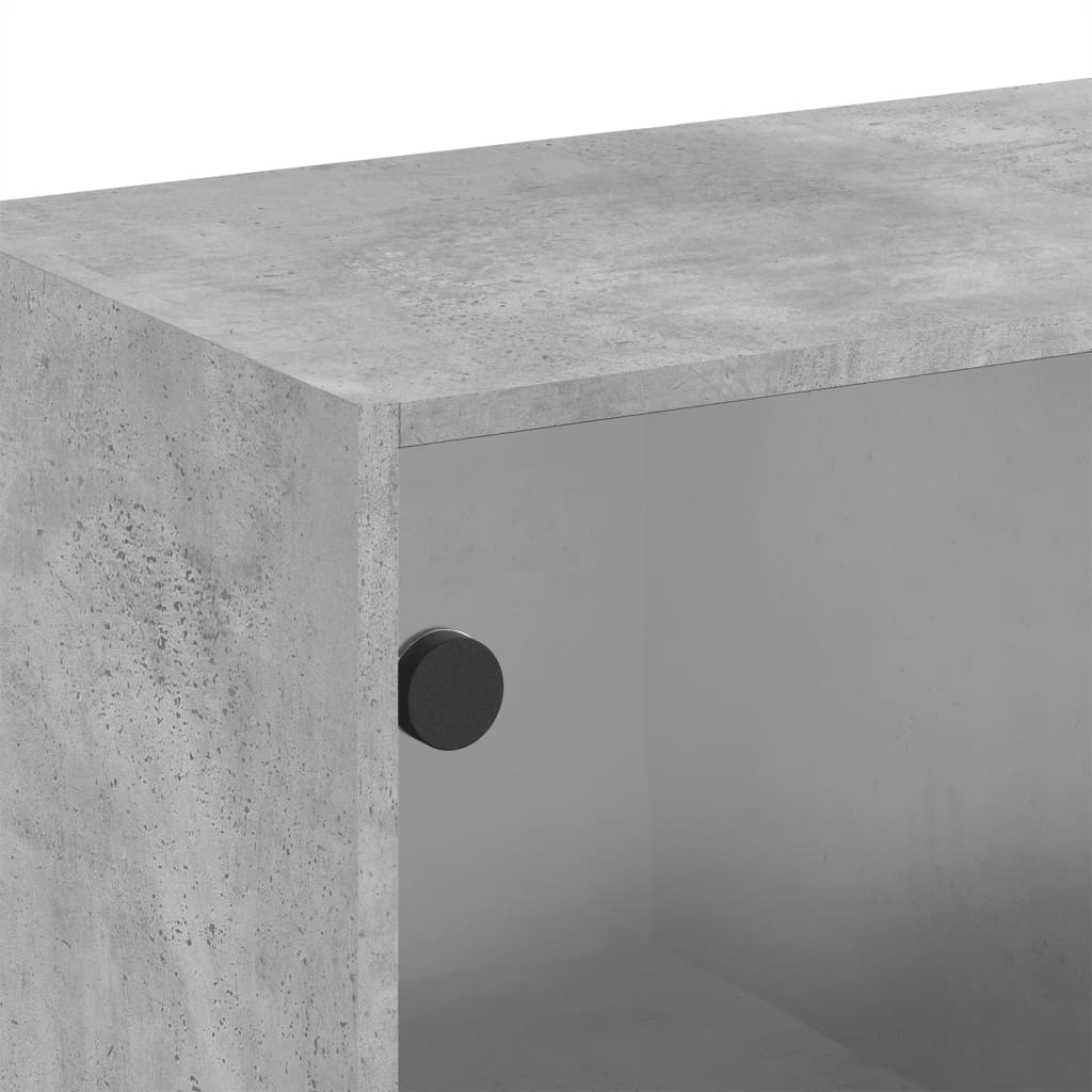 Sieninė spintelė su stiklinėmis durelėmis, betono, 68x37x68,5cm