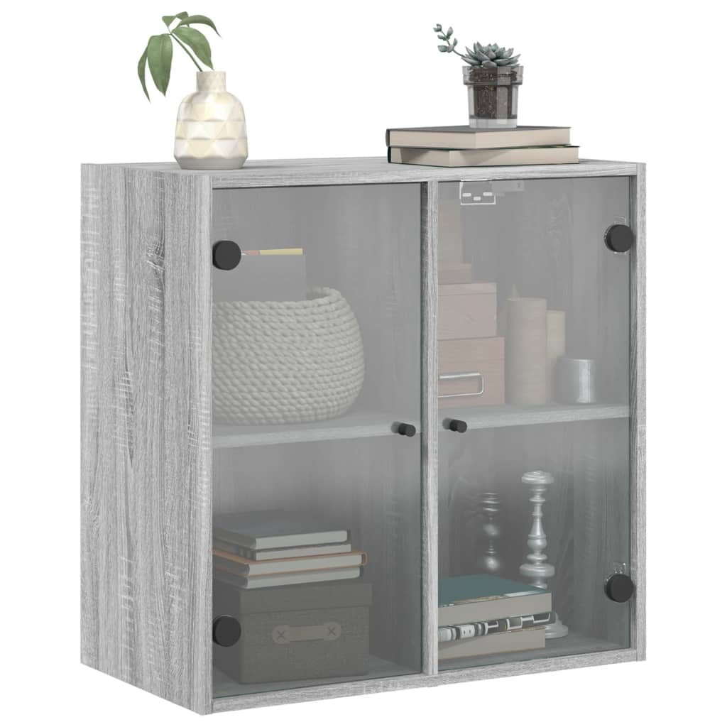 Wall cabinet with glass door, gray, 68x37x68.5cm