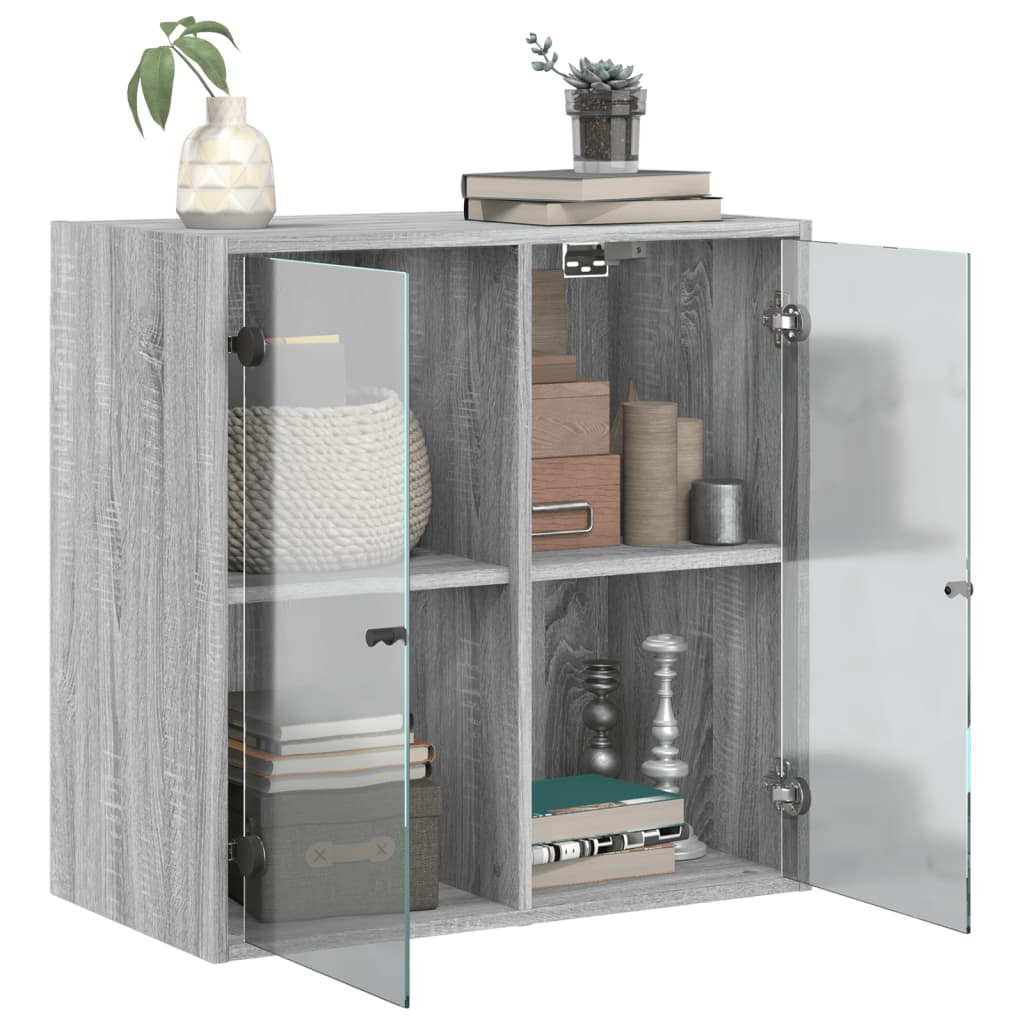Wall cabinet with glass door, gray, 68x37x68.5cm