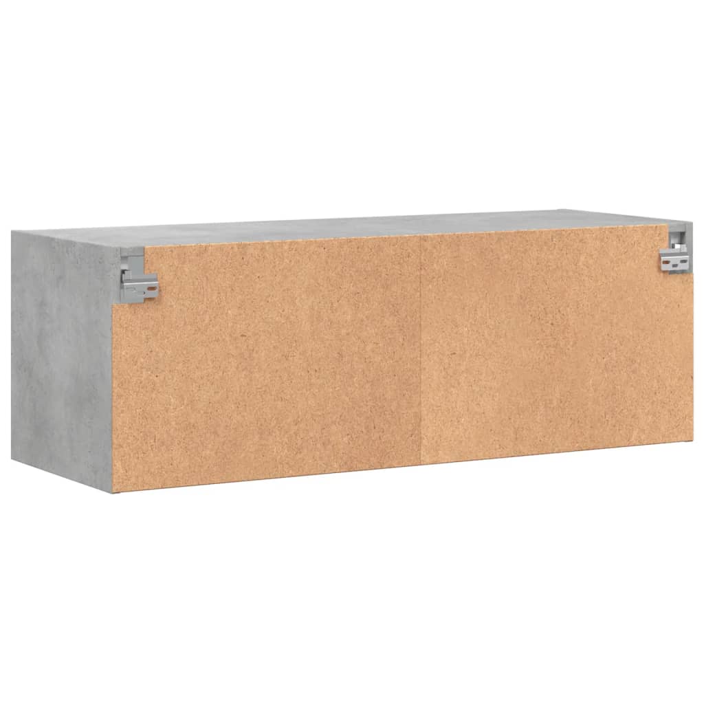 Sieninė spintelė su stiklinėmis durelėmis, betono, 102x37x35cm