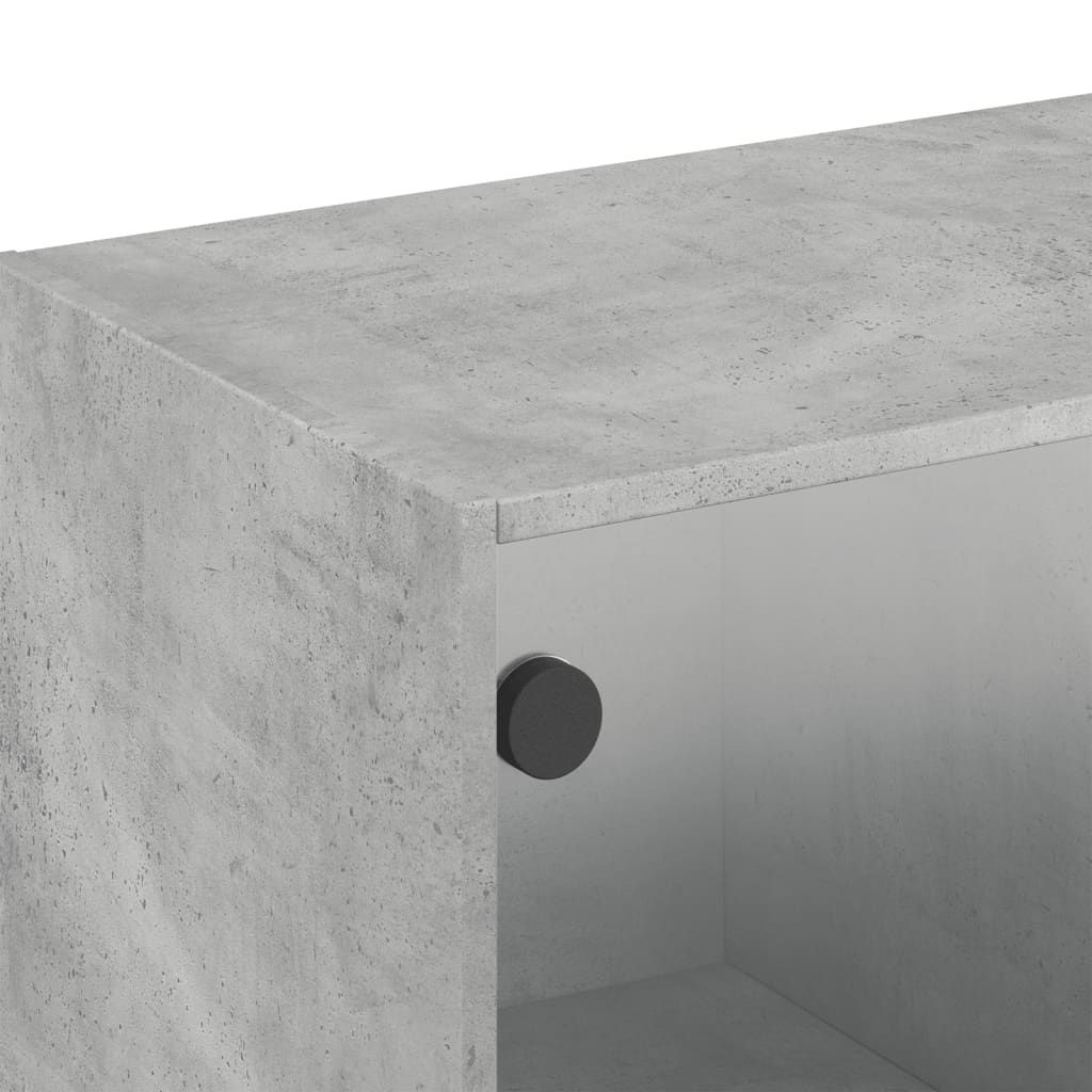 Sieninė spintelė su stiklinėmis durelėmis, betono, 102x37x35cm