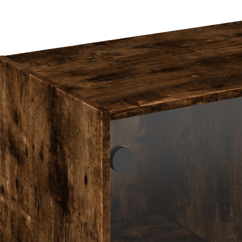 Sieninė spintelė su stiklinėmis durelėmis, dūminė, 102x37x35cm