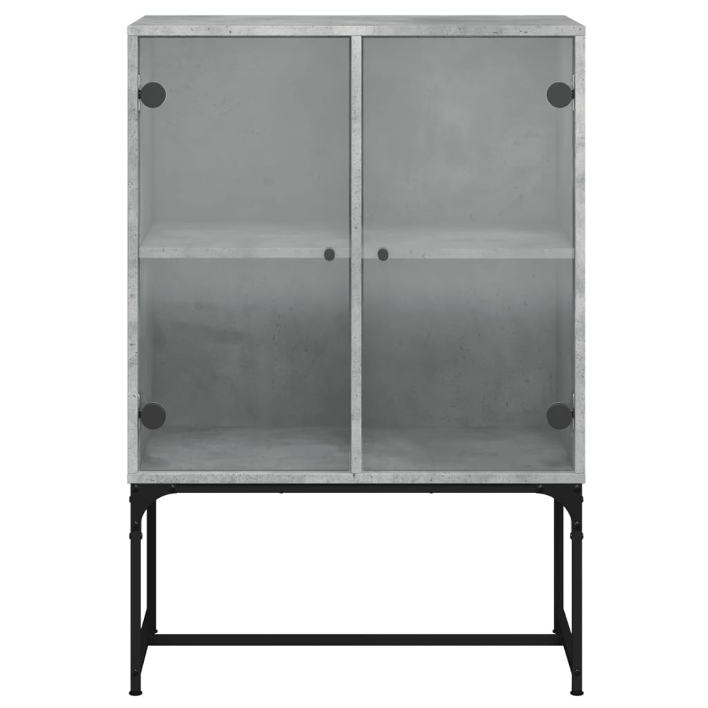 Sideboard with glass doors, concrete, 69x37x100cm
