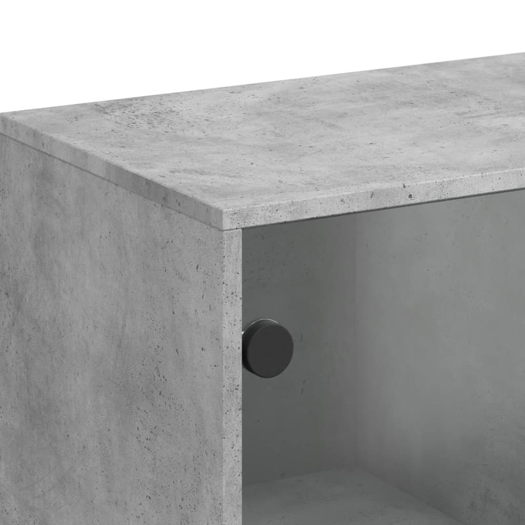 Sideboard with glass doors, concrete, 69x37x100cm