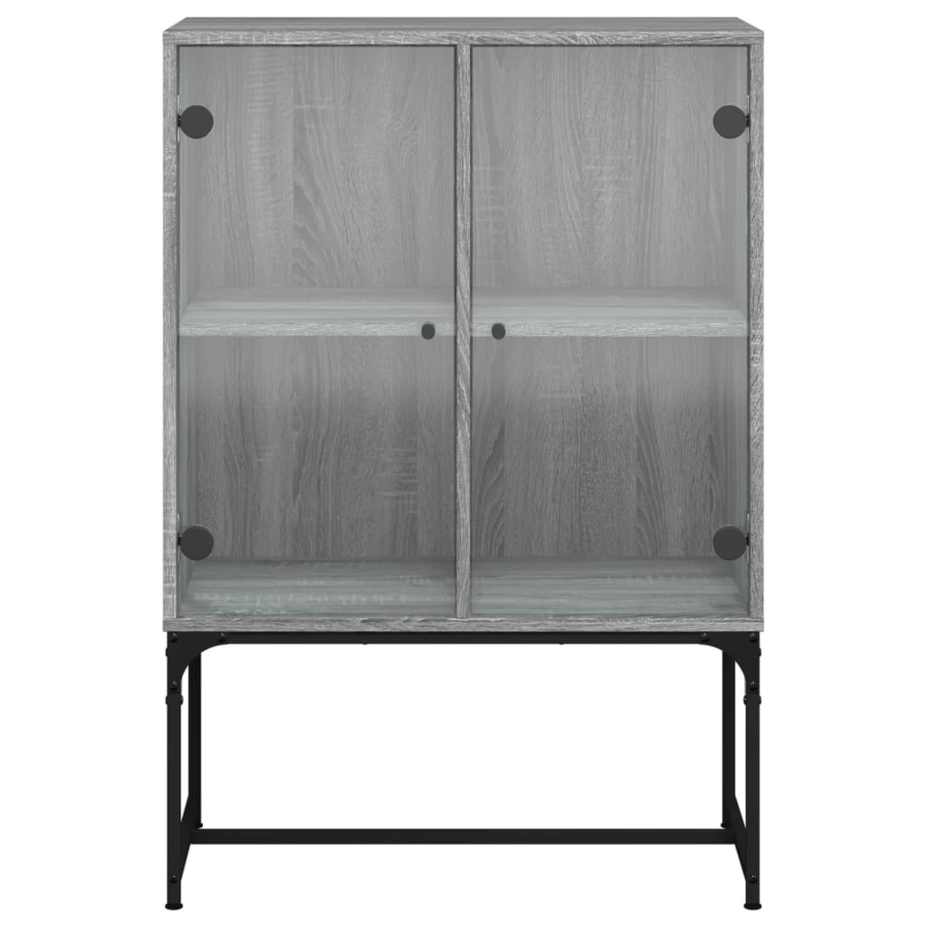 Side cabinet with glass doors, grey, 69x37x100cm