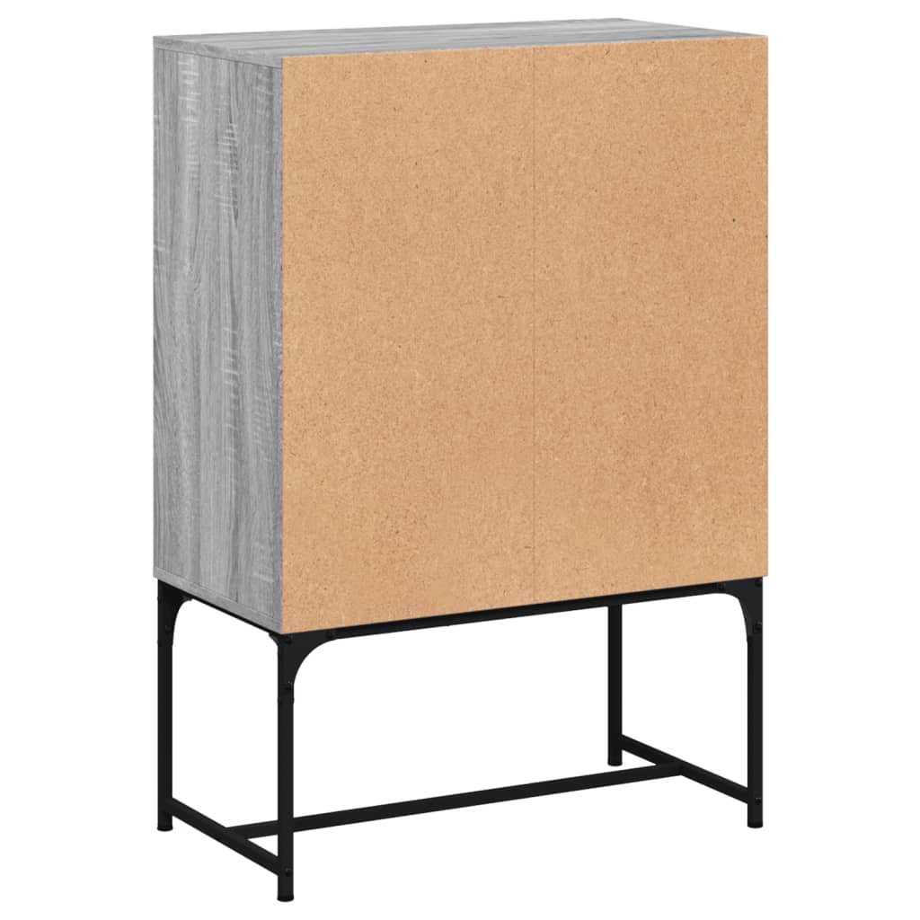 Side cabinet with glass doors, grey, 69x37x100cm