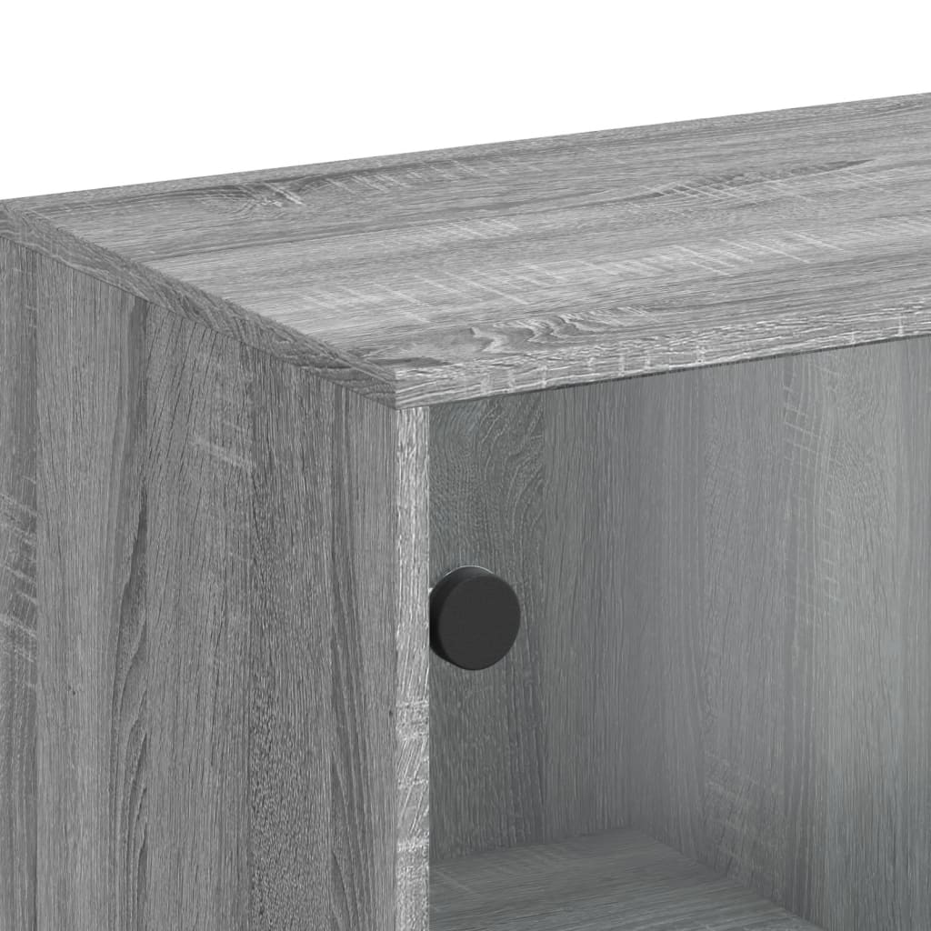 Side cabinet with glass doors, grey, 69x37x100cm