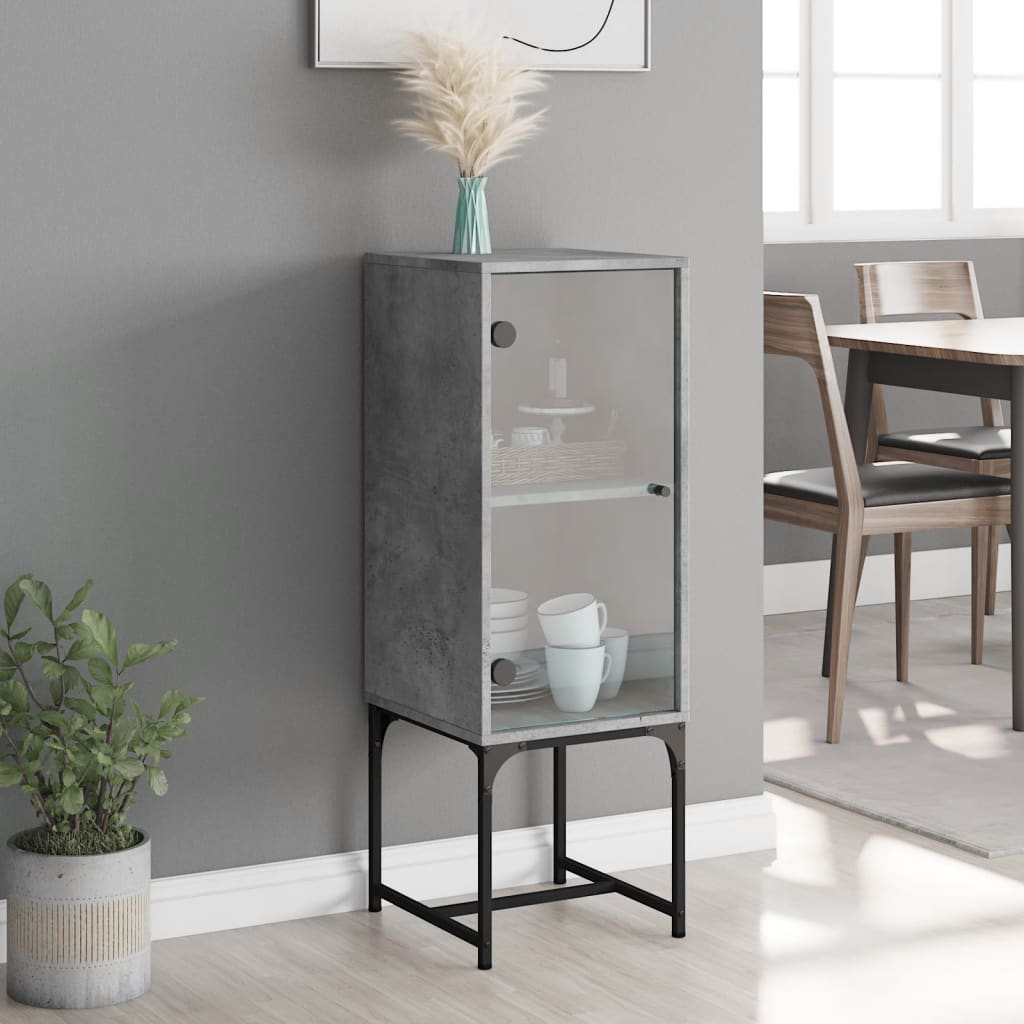 Side cabinet with glass door, concrete, 35x37x100cm