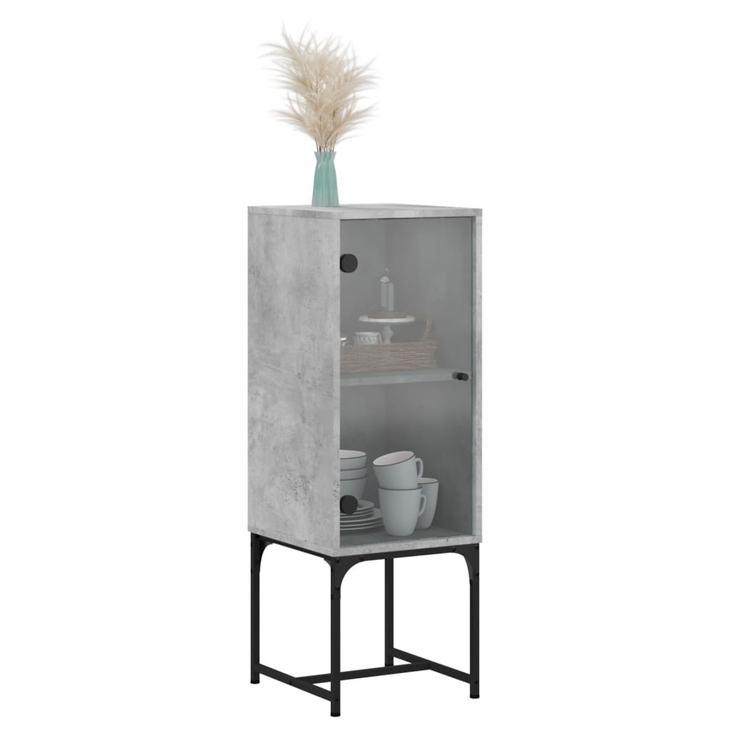 Side cabinet with glass door, concrete, 35x37x100cm
