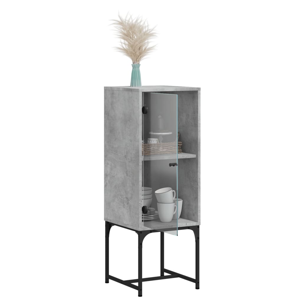 Side cabinet with glass door, concrete, 35x37x100cm