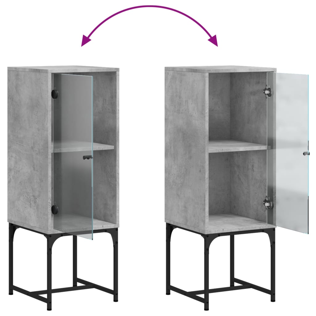 Side cabinet with glass door, concrete, 35x37x100cm