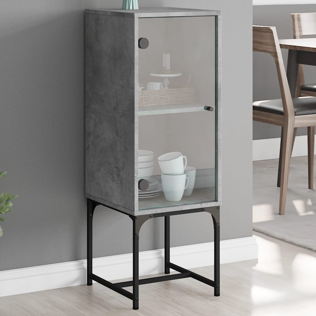 Side cabinet with glass door, concrete, 35x37x100cm