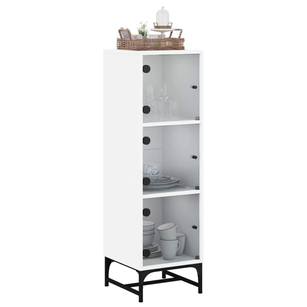 Chest of drawers with glass doors, white, 35x37x120cm