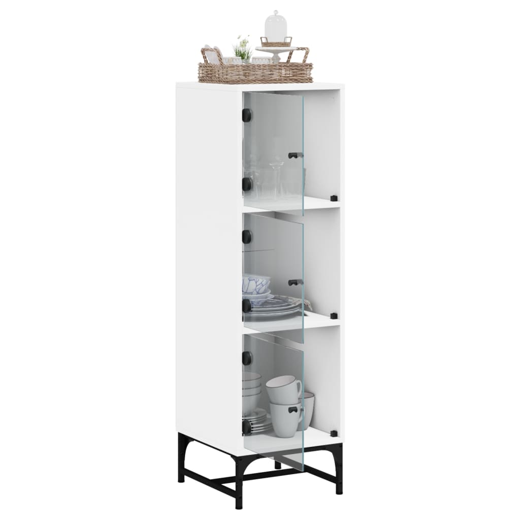 Chest of drawers with glass doors, white, 35x37x120cm