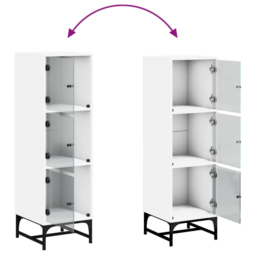 Chest of drawers with glass doors, white, 35x37x120cm