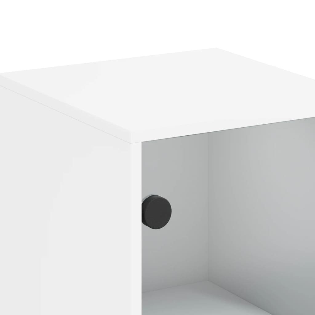 Chest of drawers with glass doors, white, 35x37x120cm