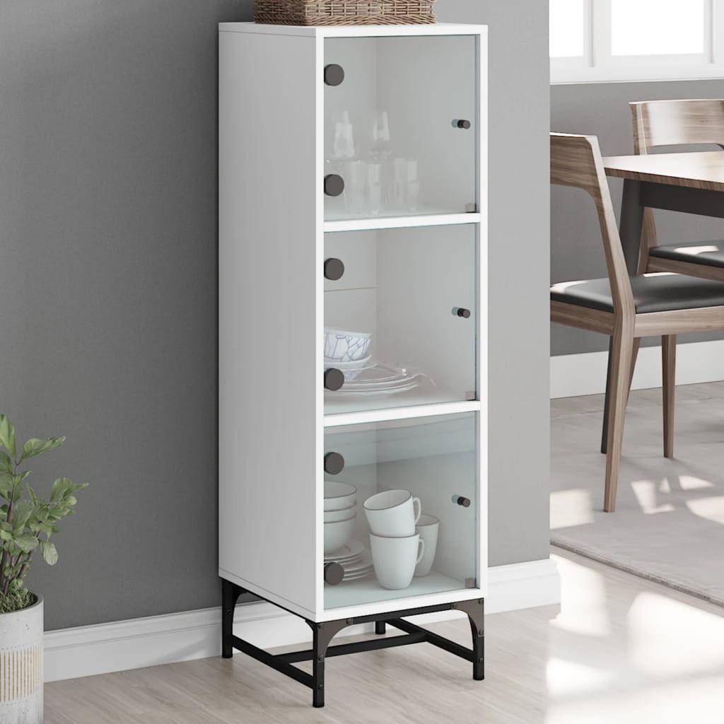 Chest of drawers with glass doors, white, 35x37x120cm