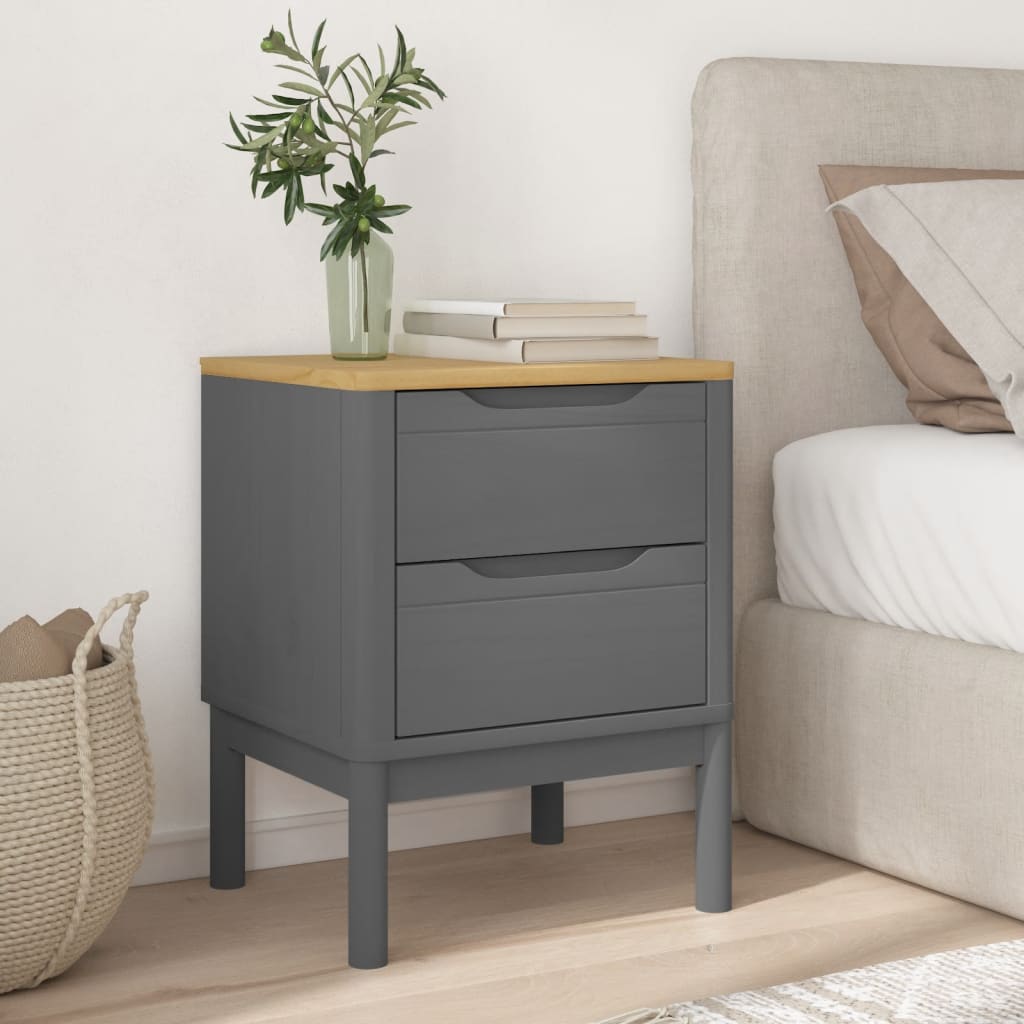 Nightstand, gray, 45x39x57cm, solid pine wood