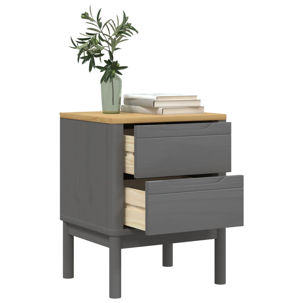 Nightstand, gray, 45x39x57cm, solid pine wood