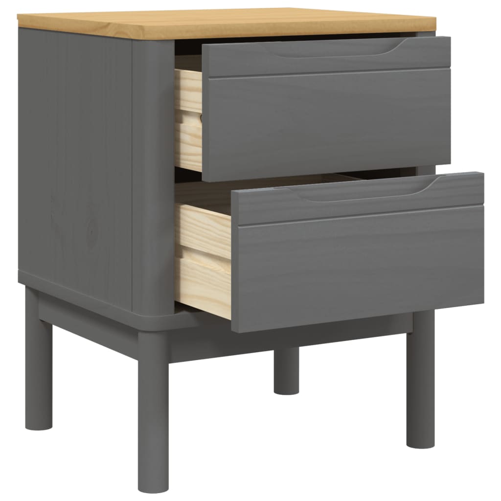 Nightstand, gray, 45x39x57cm, solid pine wood