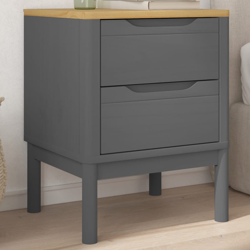 Nightstand, gray, 45x39x57cm, solid pine wood
