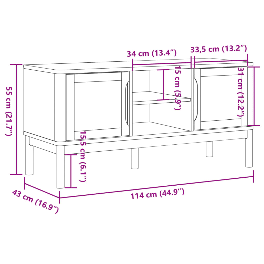 TV galdiņš FLORO, balts, 114x43x55cm, priede