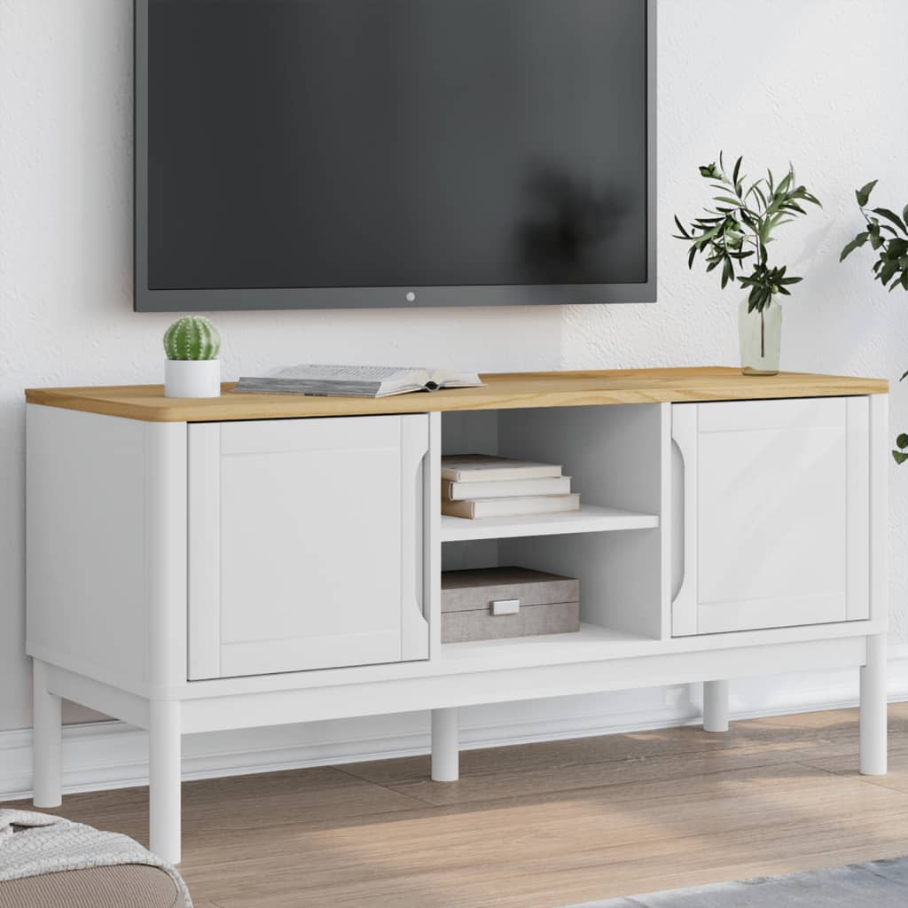 TV galdiņš FLORO, balts, 114x43x55cm, priede