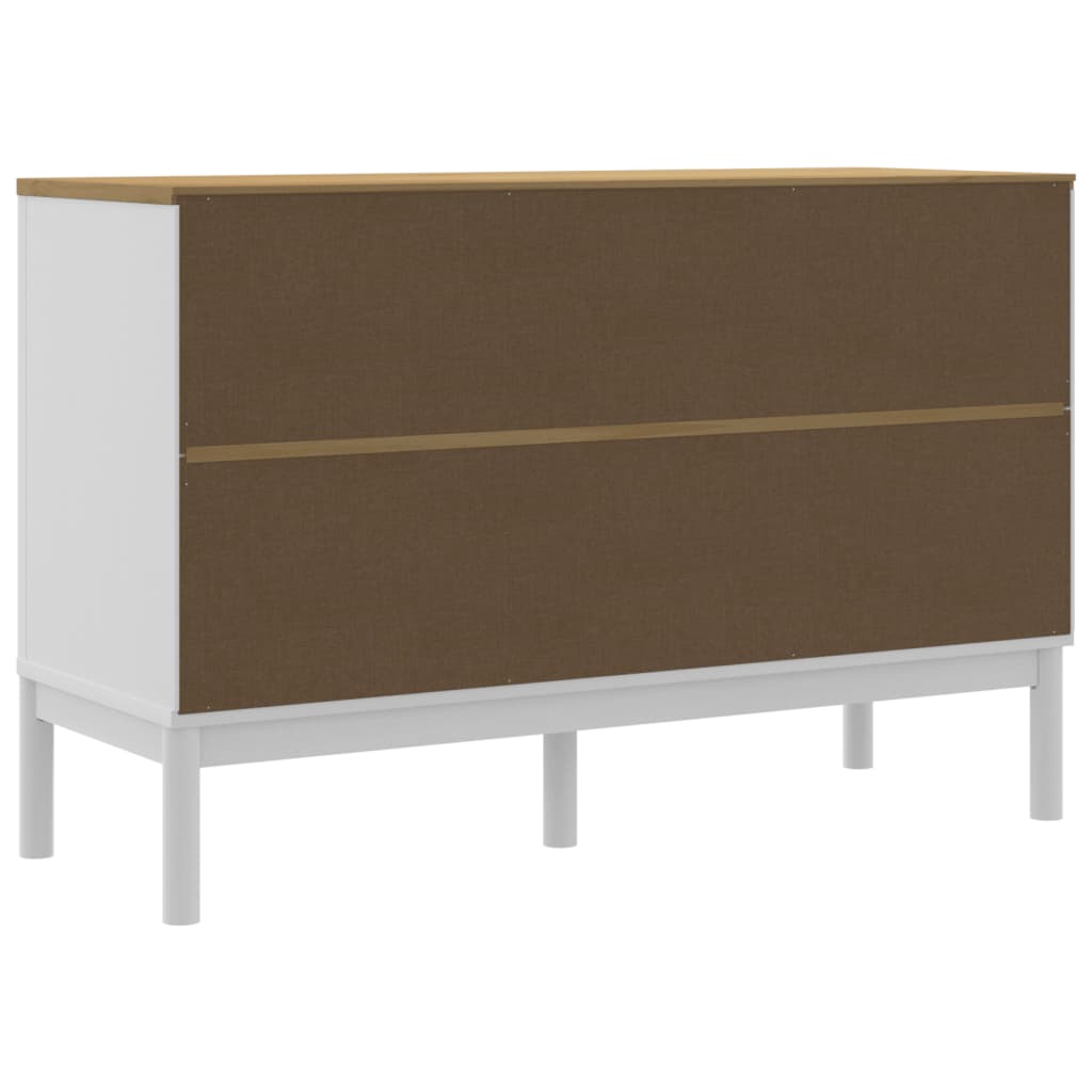 Sideboard FLORO, white, 114x43x74cm, solid pine