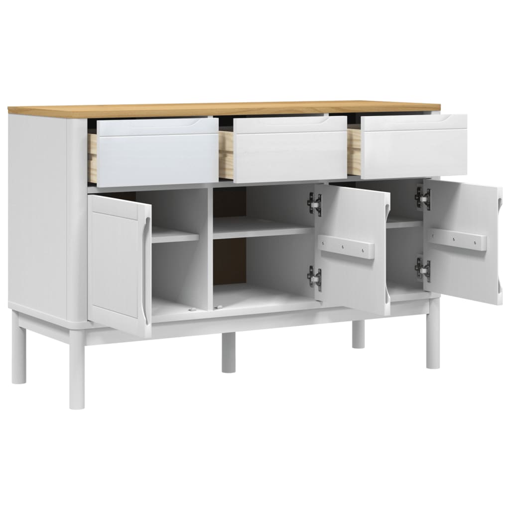 Sideboard FLORO, white, 114x43x74cm, solid pine