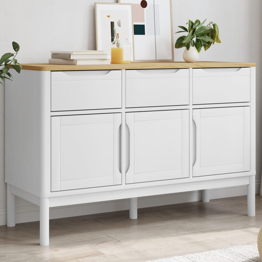 Sideboard FLORO, white, 114x43x74cm, solid pine