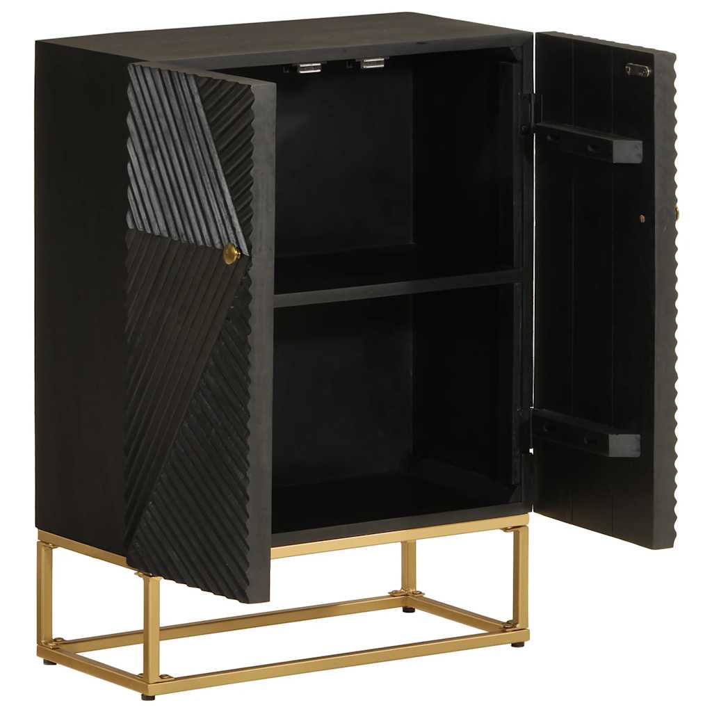 Sideboard, black, 55x30x76cm, solid mango wood and iron