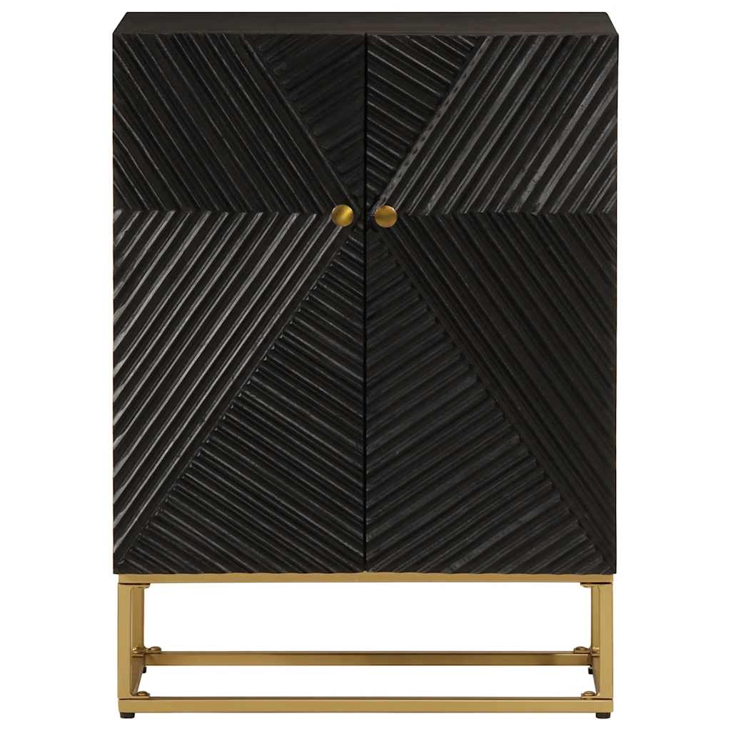 Sideboard, black, 55x30x76cm, solid mango wood and iron